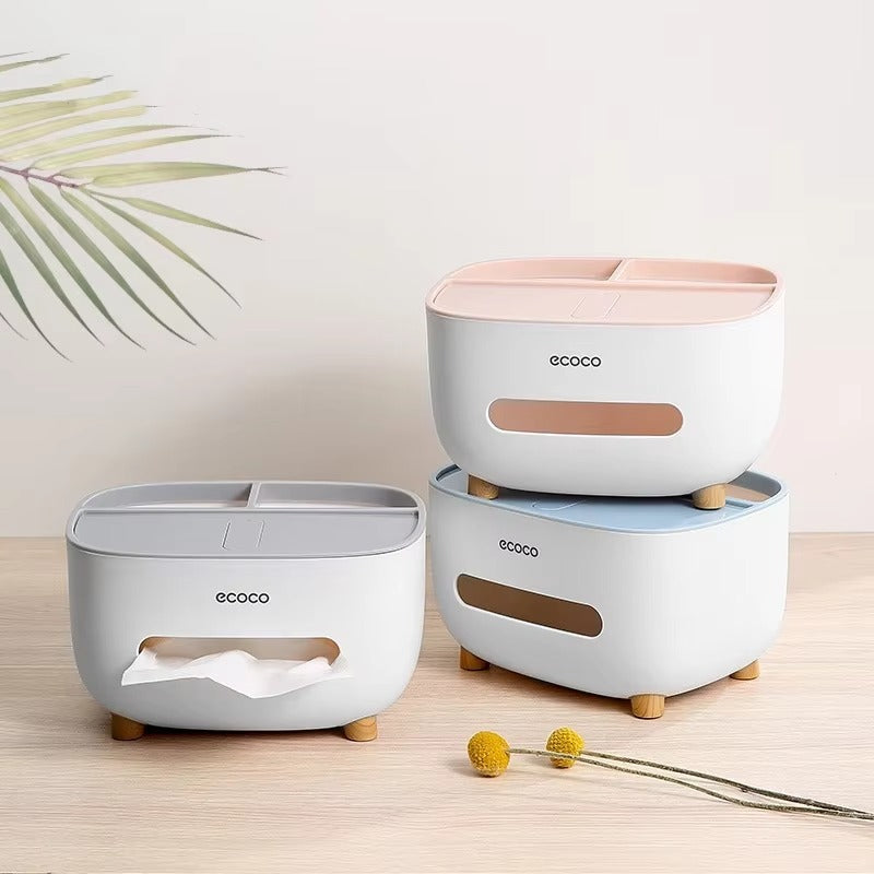 ECOCO BRANDED WITH BOX Tissue Box Napkin Holder Remote Control Storage Desk Organizer Office Multifunctional Sundries Ontainer Storage Home Gift