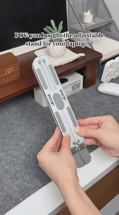 16 Inch Adjustable Portable Laptop Stand Aluminum Alloy Black White Folding PC Desktop Holder for Home Office Metal Material